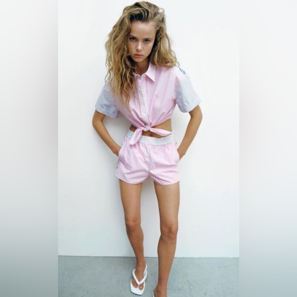 Zara Matching Poplin Short Set